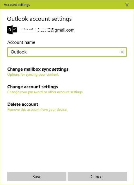 email account settings windows 10 au