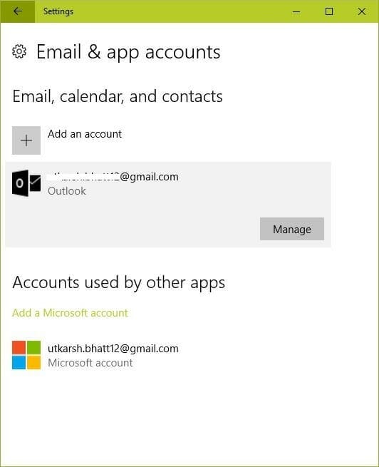 email settings windows 10 au