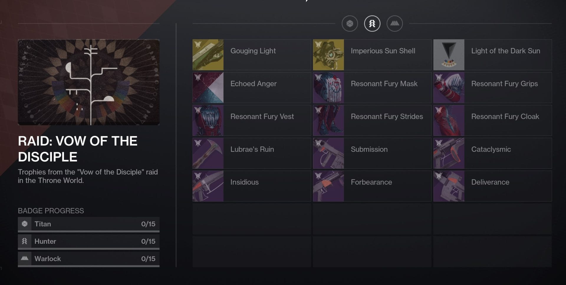 Destiny 2 vow of the disciple loot table